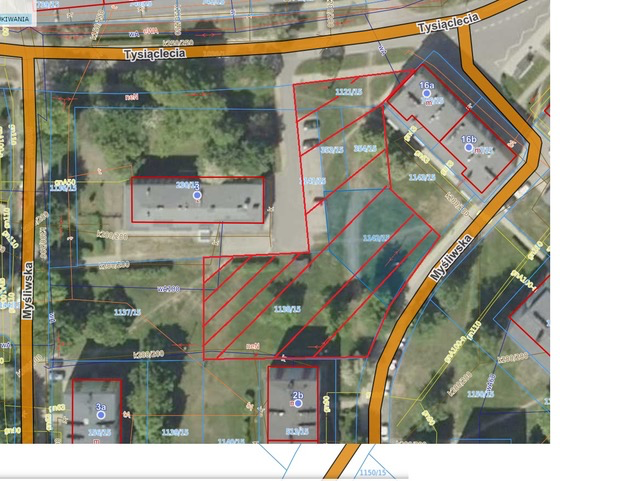 Mapa ewidencyjna działki przy ul. Myśliwskiej w Bytomiu